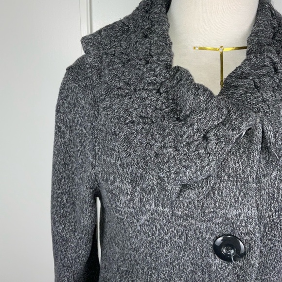 Alfani Gray Long Sleeve Ruffle Collar Pea Coat w/ Pockets | Size M - Picture 4 of 6